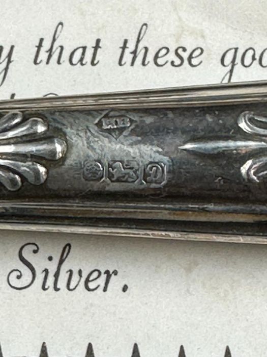 A silver handled knife along with an ebony handheld mirror with engraved silver strip to back. - Image 2 of 3