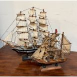 Two model sailing ships "Cutty Sark" (H34cm W34cm)