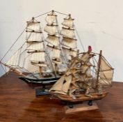 Two model sailing ships "Cutty Sark" (H34cm W34cm)