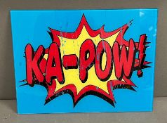 A glass tile KA-Pow sign (40cm x 30cm)