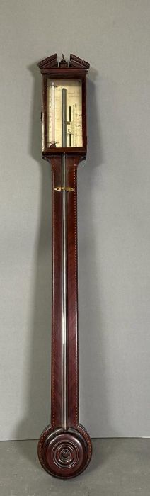 A mahogany John Barelli & Co stick barometer AF.