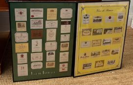 Two framed pictures of wine labels