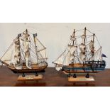 Two model sail ship "Pirate and HMS Endeavour" (H26cm W26cm)