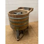 Miele wooden and metal bound reclaimed wash tub (H90cm Dia86cm)