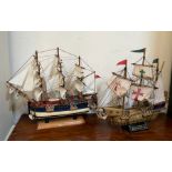 Two model sailing Galleon