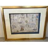 Jo Jo MAC (20th Century) Egyptian Composition, Mixed media, Signed and dated '99 lower right, 17"