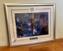 A framed and signed poster of "The Chelsea Football Club" player Peter Bonetti