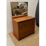 A Mid Century dressing table comprising of four drawers and mirror over AF (H130cm W77cm D46cm)