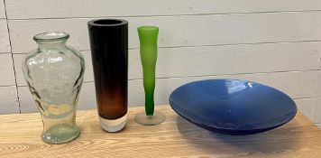 A selection of glass vases and bowl