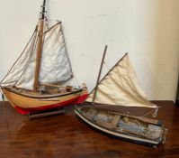 Two model sailing boats (H50cm W40cm)