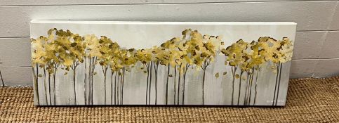 A narrow canvas of a tree line (90cm x 30cm)