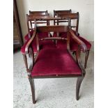 A set of four Regency style mahogany dining chairs and one matching carver