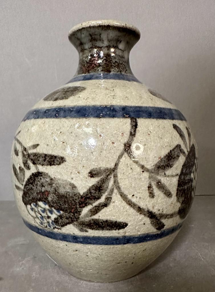 A 20th century pottery vase, of globular form with a narrow neck, grey glazed with a trailing hop - Image 3 of 8