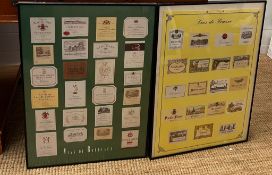 Two framed pictures of wine labels