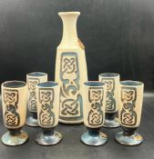 A Studio Pottery vase and six drinking vessels