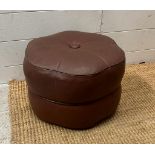 A brown faux leather button top foot stool