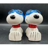 A pair of vintage ceramic Snoopy bookends