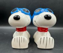 A pair of vintage ceramic Snoopy bookends