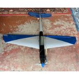 A Blue and grey aircraft motor model