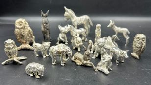 A selection of white metal animal ornaments