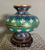 A Chinese Cloisonne lidded jar, boxed.