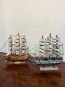 Two model sail ships (H24cm W28cm)