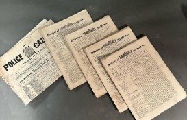 A selection of five vintage newspapers to include "The Police Gazette" dated 1917 and four copies of