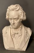 A large plaster bust of composer Ludvig Van Beethoven (H46cm)
