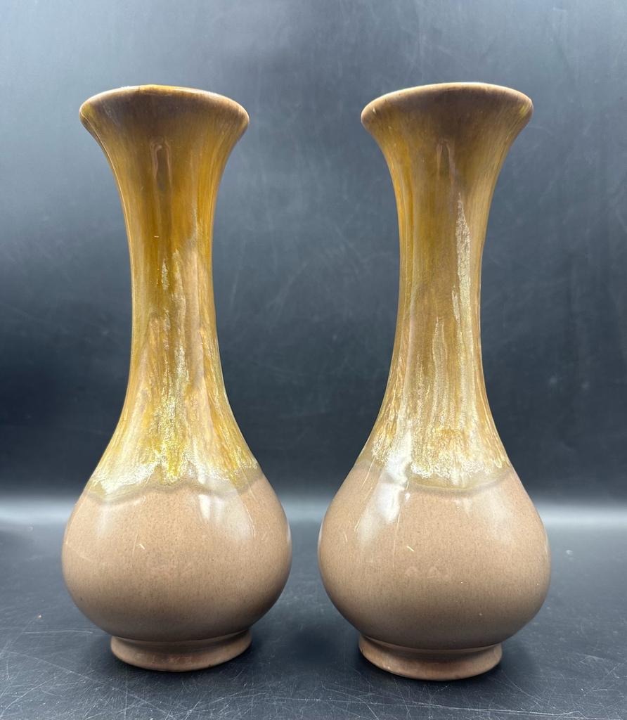 Two Canadian brown ground studio pottery vases