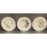 A selection of three hand painted Victorian side plates