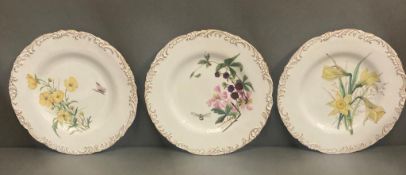 A selection of three hand painted Victorian side plates