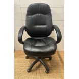 A black leather adjustable office chairs on castors AF