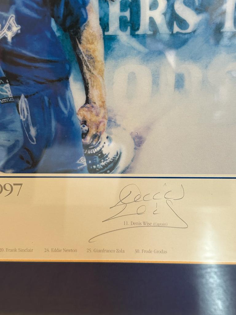 A framed commutative poster of Chelsea FC celebrating their 1997 FA Cup wins - Image 4 of 4