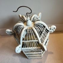 A white painted bird cage (H61cm)