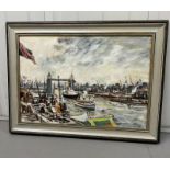 An oil on canvas of the River Thames featuring Tower Bridge (80cm x 60cm)