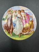 A decorative hand painted ceramic figural picture signed lower left Kaufmann