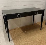 A contemporary grey dressing table with chrome hoop handles and soft close drawers Height 77 50x122