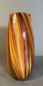 A Mid Century brown and orange striped Art glass vase