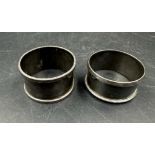 Two silver napkin rings hallmarked for Birmingham (total weight 32g)