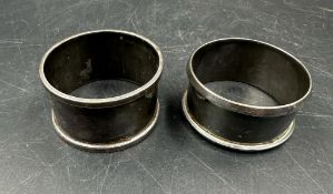 Two silver napkin rings hallmarked for Birmingham (total weight 32g)