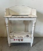 A white painted wash stand with single drawer and shelf under AF (H82cm D41cm W61cm)