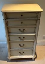 A Laura Ashley tall boy style chest of drawers (H108cm W59cm D37cm)