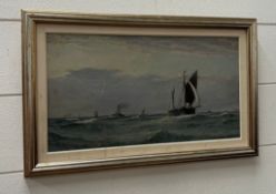 Richard Julius Biddle watercolour of a nautical scene (44cm x 28cm)