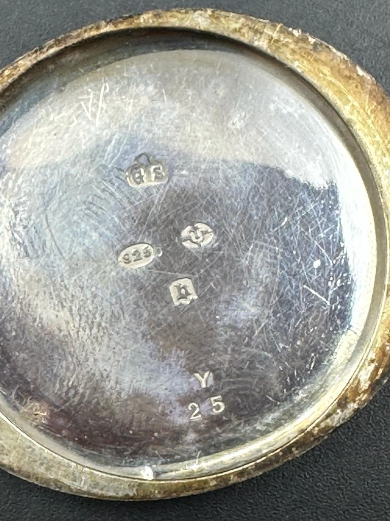 A silver pocket watch and a silver wrist watch both marked 925. Both AF - Image 4 of 9
