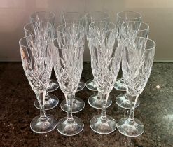 Twelve cut glass fluted glasses