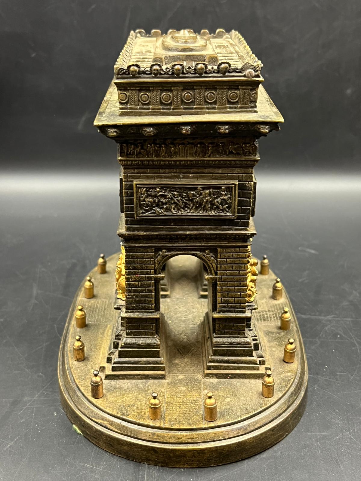 A 19th Century cast Bronze and ormolu Architectural Model of The Arc De Triomphe, having lift up lid - Image 4 of 8