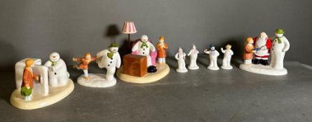 A selection of eight Coalport "The Snowman" figures to include "Chilling Out", "The Adventure