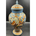 A C H Brannam lidded studio pottery vase dated 1889 and signed to base H 42cm