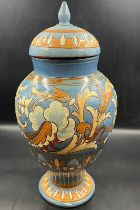 A C H Brannam lidded studio pottery vase dated 1889 and signed to base H 42cm