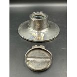 An English silver capstan ink well hallmarked for Birmingham and retaining its glass liner AF